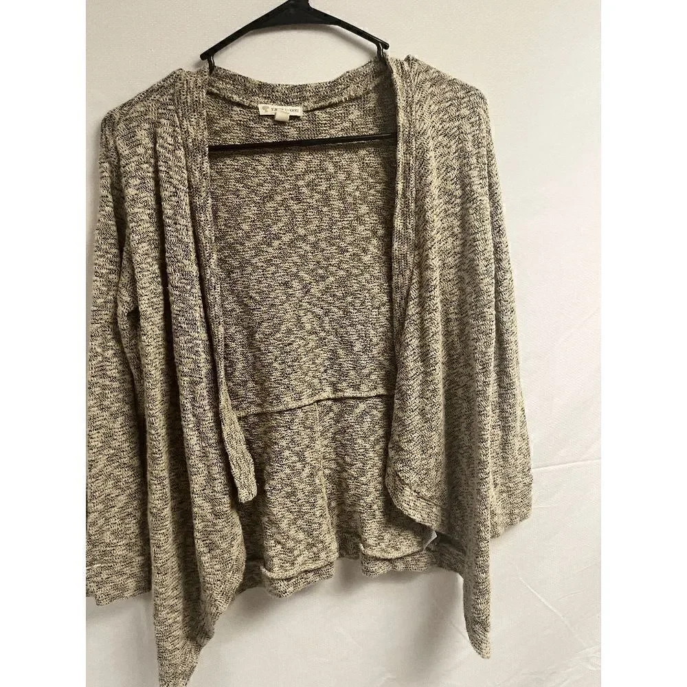 Tucker + Tate Womens Waterfall Cardigan Open Front Nordstrom Oatmeal/Black Large - Picture 6 of 6